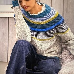 NWT CELTIC & CO SZ L DONEGAL 100% PURE NEW WOOL OATMEAL FAIRISLE